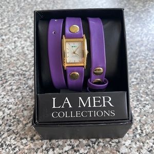 LA MER wrist-wrap watch. Purple and gold.
